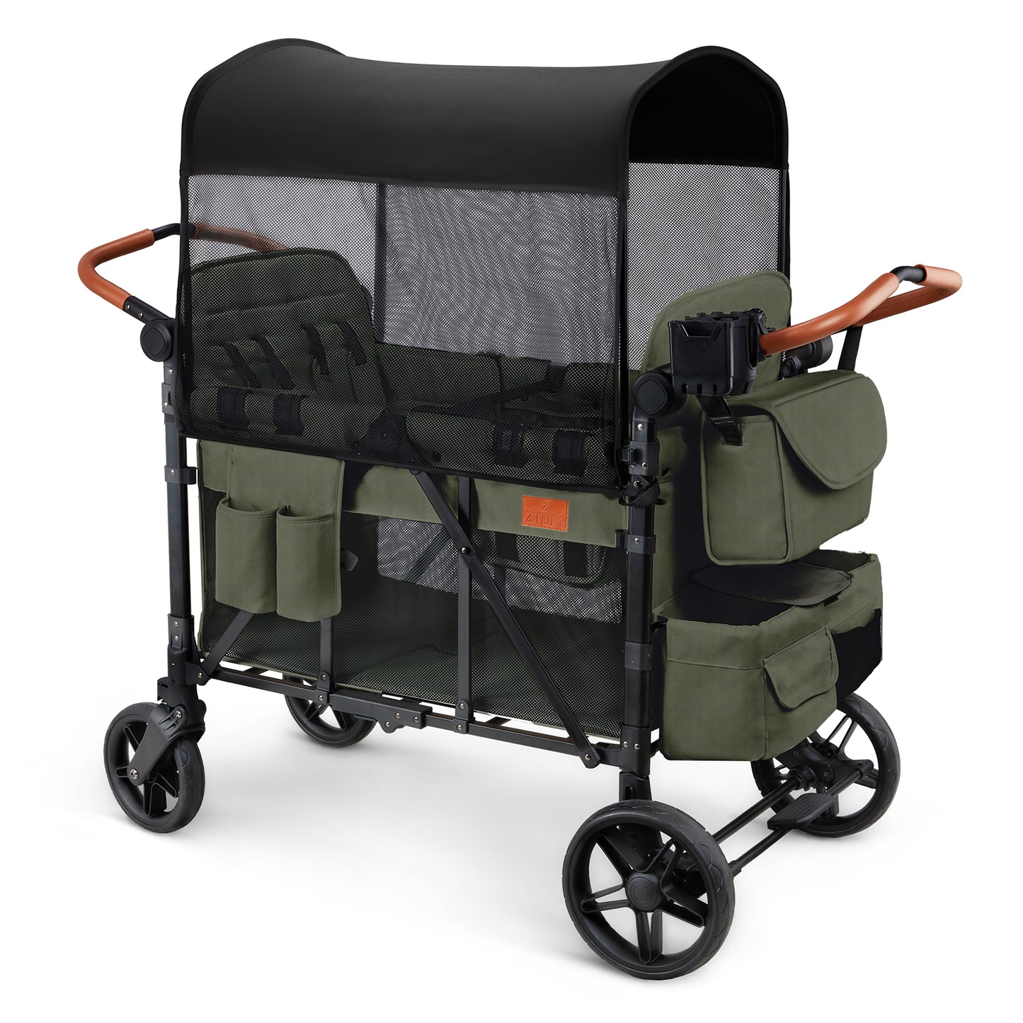 best wagon stroller for all terrain ZTDM 4 Seat Stroller Wagon Foldable Kids Wagon Green
