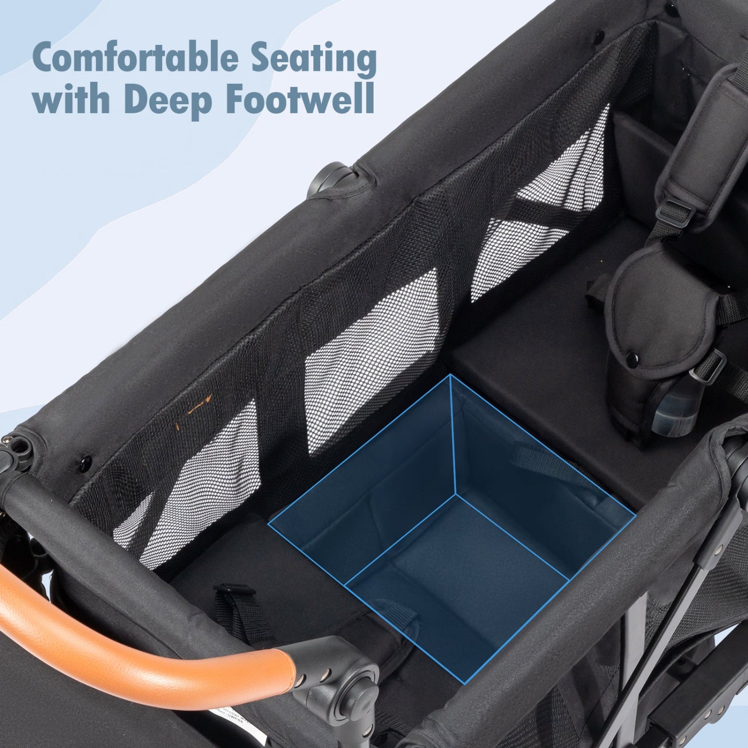 Double Stroller Wagon with Footwell for 2 Kids | Foldable - ZTDM
